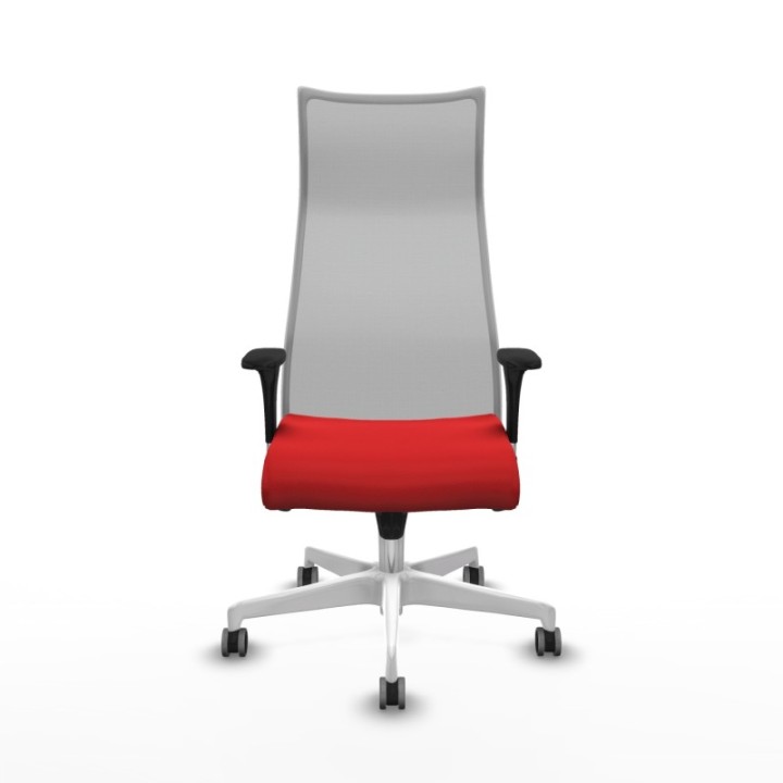 Albacete malla XL sincro malla gris similpiel rojo brazos 1D base blanca ruedas 65mm engomadas