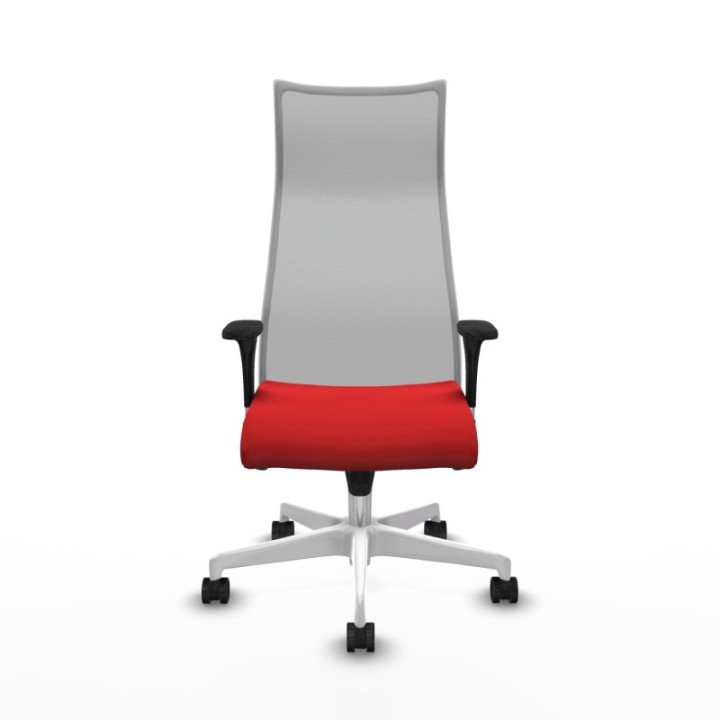 Albacete malla XL sincro malla gris similpiel rojo brazos 1D base blanca ruedas 65mm nailon