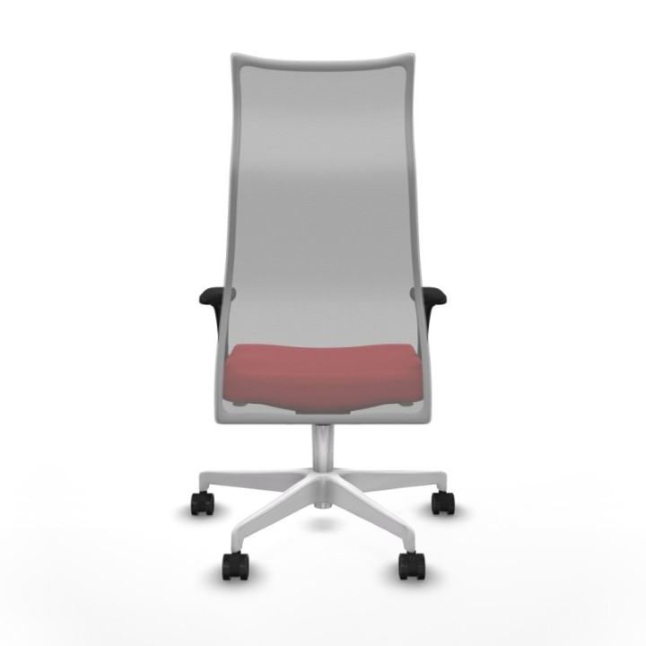 Albacete malla XL sincro malla gris similpiel rojo brazos 1D base blanca ruedas 65mm nailon