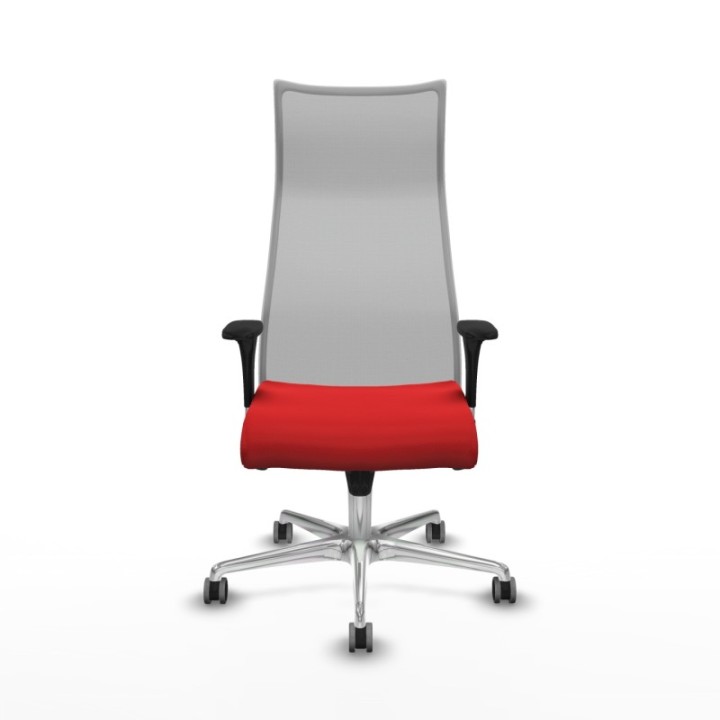 Albacete malla XL sincro malla gris similpiel rojo brazos 1D base aluminio ruedas 65mm engomadas