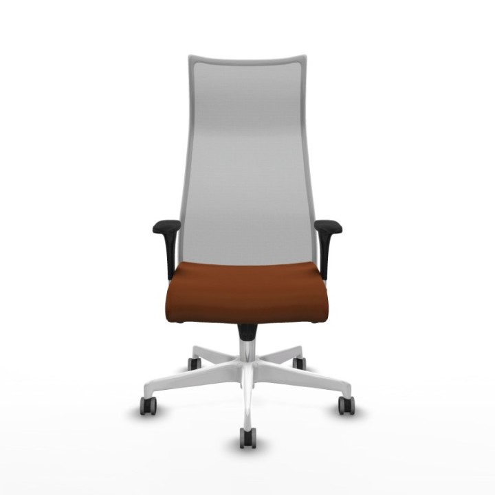 Albacete malla XL sincro malla gris similpiel marrón brazos 1D base blanca ruedas 65mm engomadas