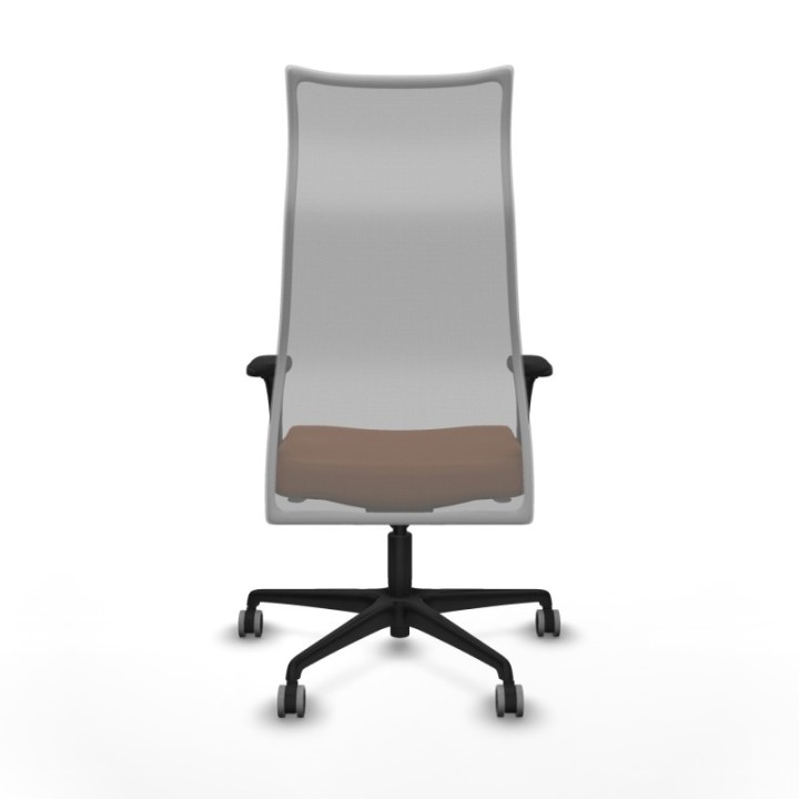 Albacete malla XL sincro malla gris similpiel marrón brazos 1D base nailon ruedas 65mm engomadas