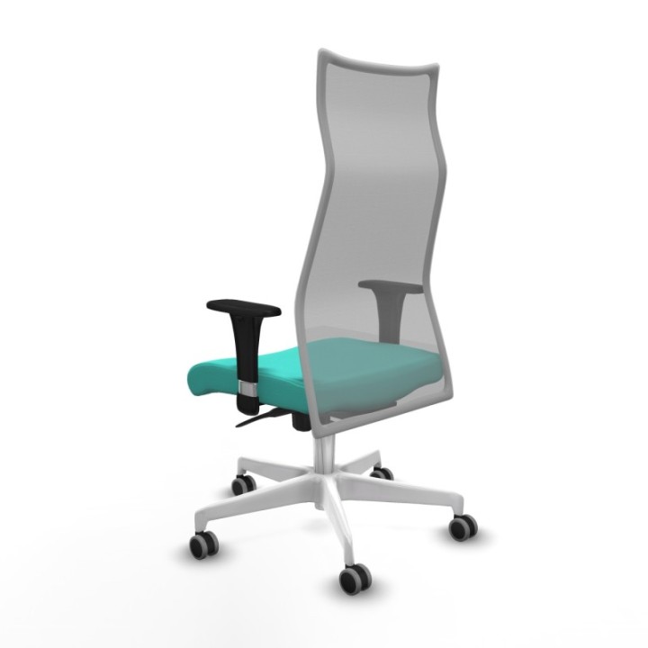 Albacete malla XL sincro malla gris similpiel turquesa brazos 1D base blanca ruedas 65mm engomadas