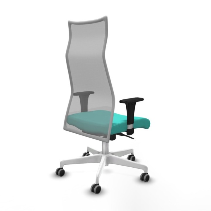 Albacete malla XL sincro malla gris similpiel turquesa brazos 1D base blanca ruedas 65mm engomadas