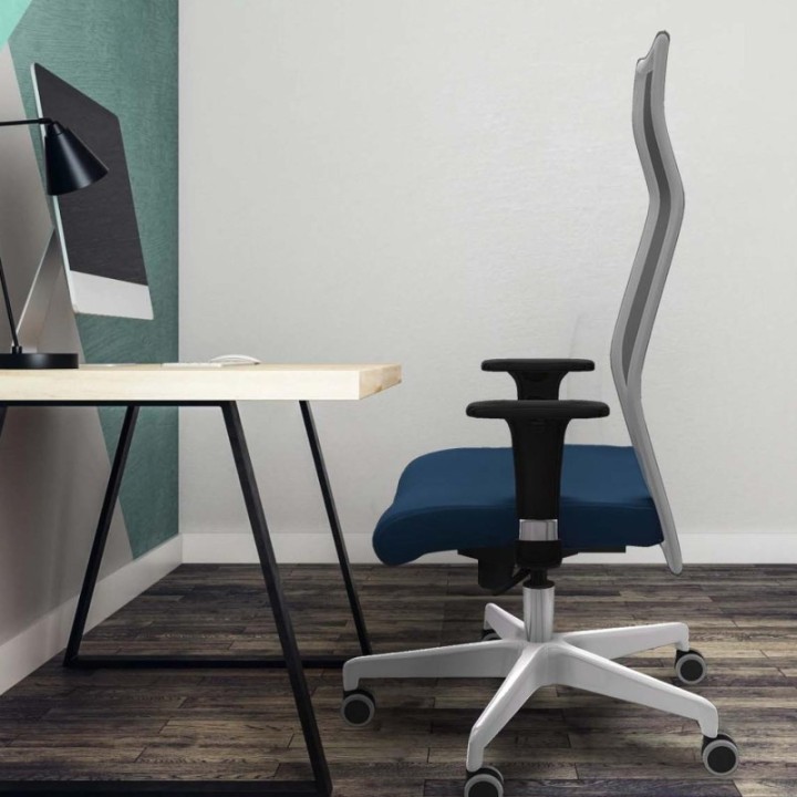 Albacete malla XL sincro malla gris similpiel turquesa brazos 1D base blanca ruedas 65mm engomadas