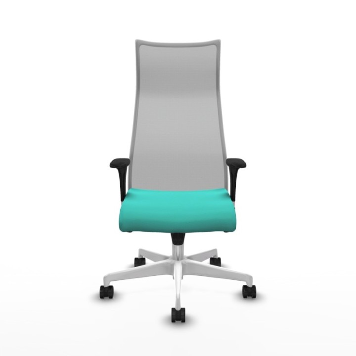 Albacete malla XL sincro malla gris similpiel turquesa brazos 1D base blanca ruedas 65mm nailon