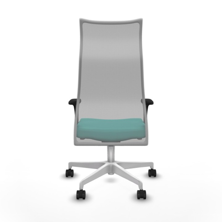 Albacete malla XL sincro malla gris similpiel turquesa brazos 1D base blanca ruedas 65mm nailon