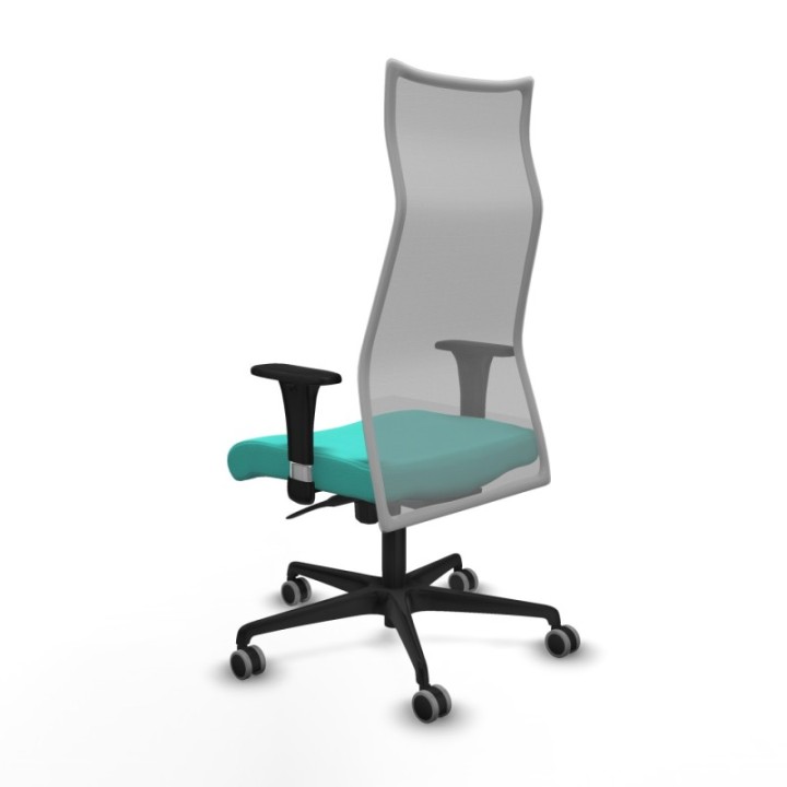 Albacete malla XL sincro malla gris similpiel turquesa brazos 1D base nailon ruedas 65mm engomadas