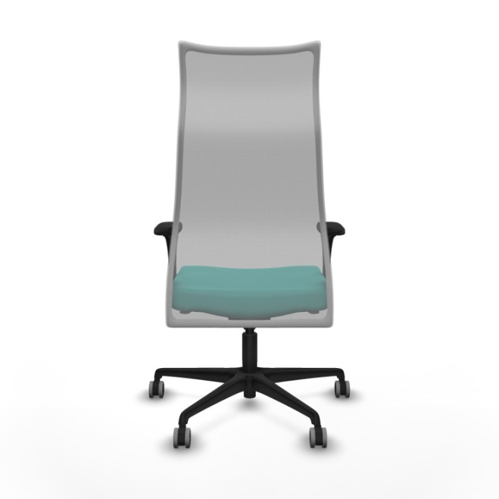 Albacete malla XL sincro malla gris similpiel turquesa brazos 1D base nailon ruedas 65mm engomadas