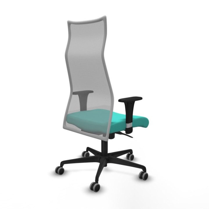 Albacete malla XL sincro malla gris similpiel turquesa brazos 1D base nailon ruedas 65mm engomadas