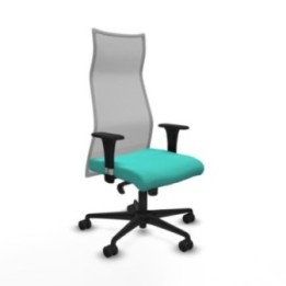 Albacete malla XL sincro malla gris similpiel turquesa brazos 1D base nailon ruedas 65mm nailon