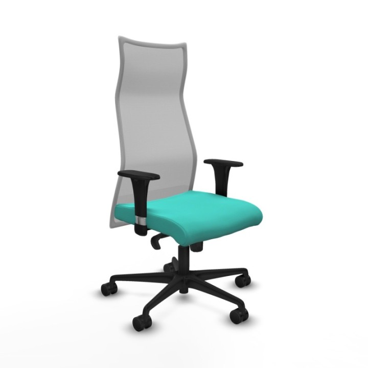 Albacete malla XL sincro malla gris similpiel turquesa brazos 1D base nailon ruedas 65mm nailon