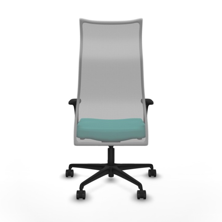 Albacete malla XL sincro malla gris similpiel turquesa brazos 1D base nailon ruedas 65mm nailon