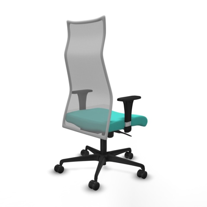 Albacete malla XL sincro malla gris similpiel turquesa brazos 1D base nailon ruedas 65mm nailon