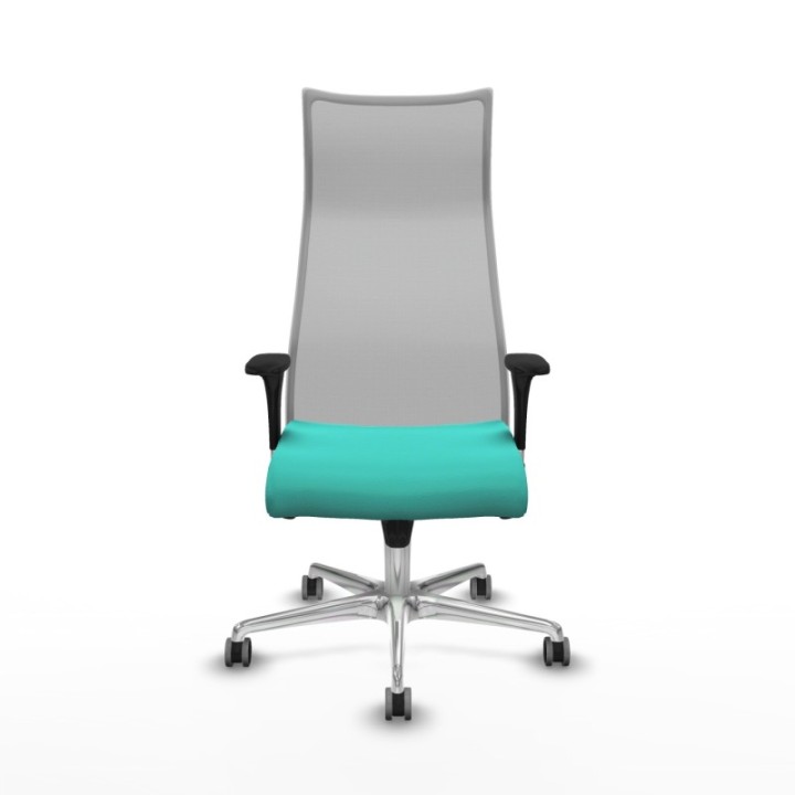 Albacete malla XL sincro malla gris similpiel turquesa brazos 1D base aluminio ruedas 65mm engomadas