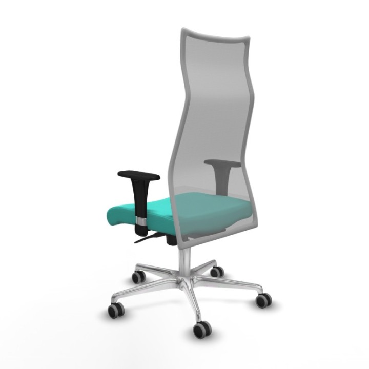 Albacete malla XL sincro malla gris similpiel turquesa brazos 1D base aluminio ruedas 65mm engomadas