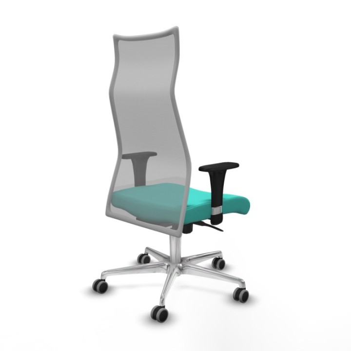 Albacete malla XL sincro malla gris similpiel turquesa brazos 1D base aluminio ruedas 65mm engomadas