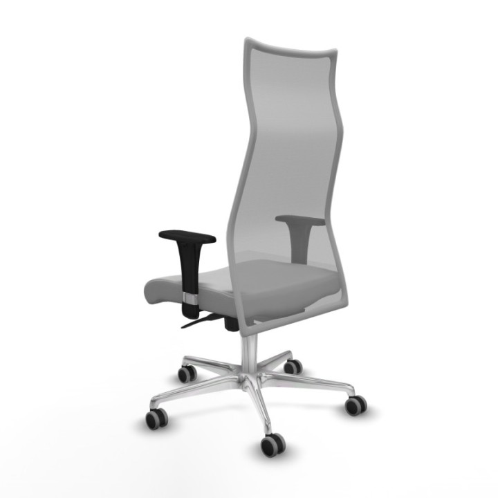 Albacete malla XL sincro malla gris similpiel gris claro brazos 1D base aluminio ruedas 65mm engomadas