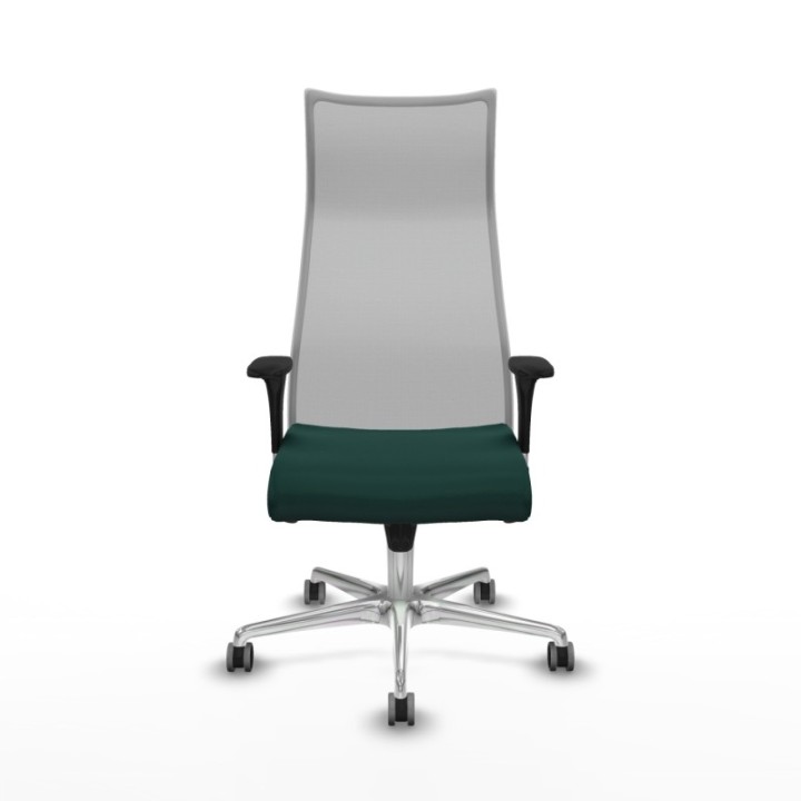 Albacete malla XL sincro malla gris similpiel verde botella brazos 1D base aluminio ruedas 65mm engomadas