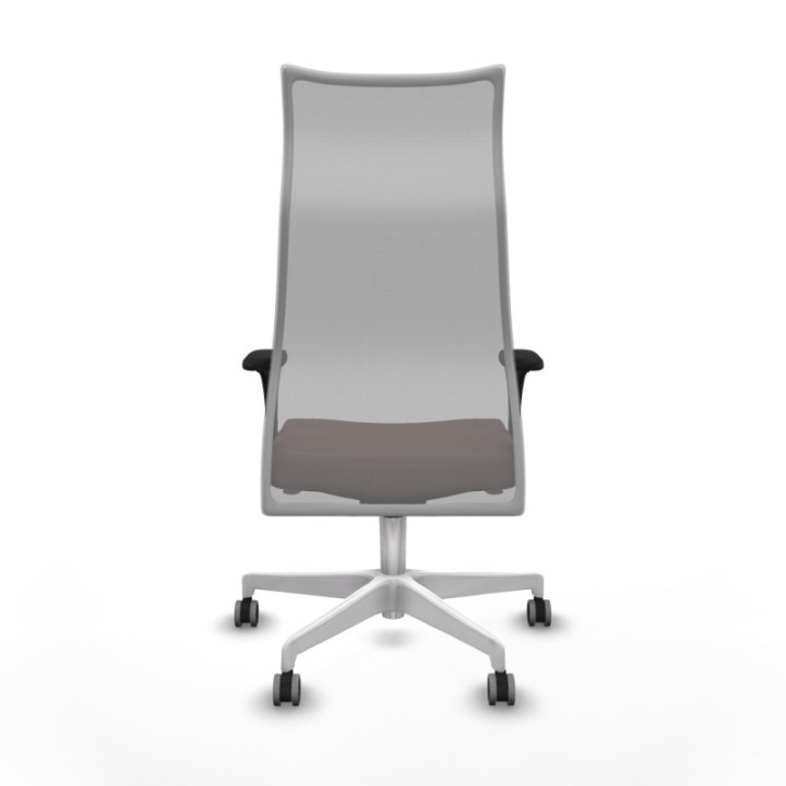 Albacete malla XL sincro malla gris similpiel marrón oscuro brazos 1D base blanca ruedas 65mm engomadas