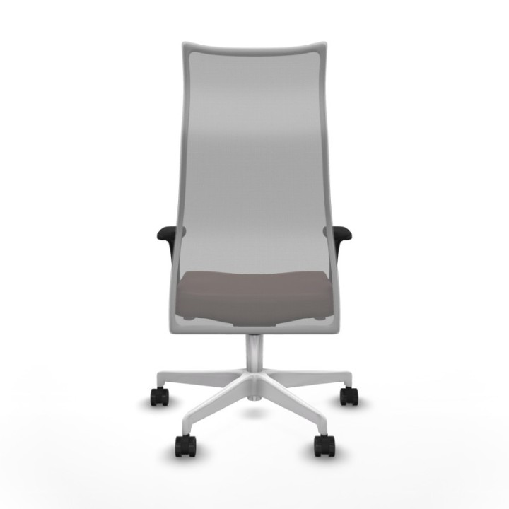 Albacete malla XL sincro malla gris similpiel marrón oscuro brazos 1D base blanca ruedas 65mm nailon