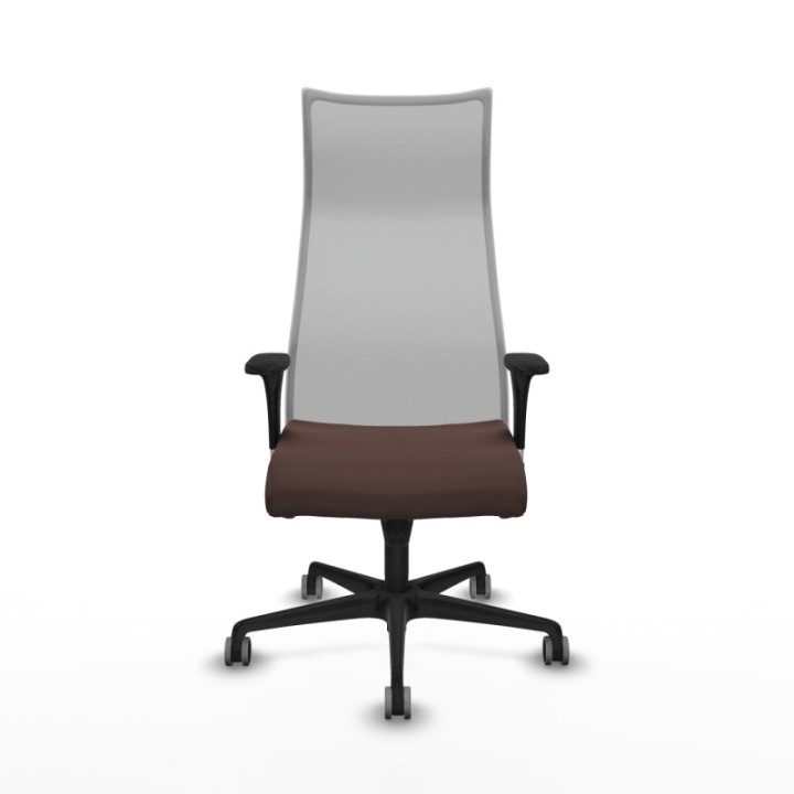 Albacete malla XL sincro malla gris similpiel marrón oscuro brazos 1D base nailon ruedas 65mm engomadas