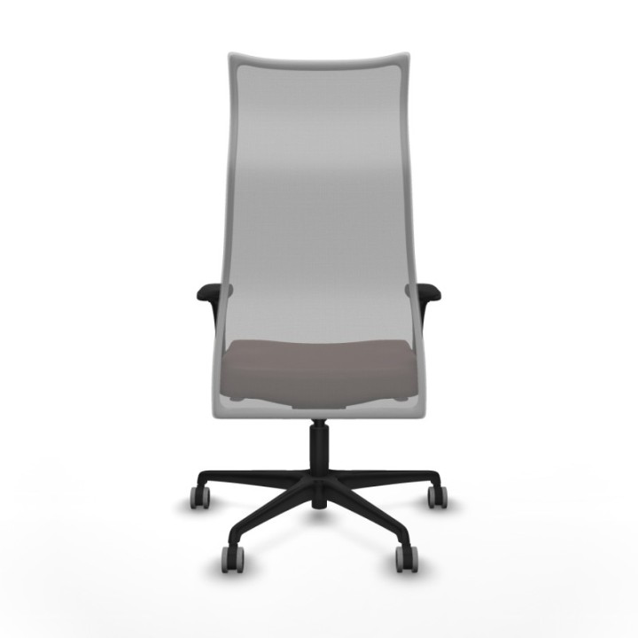 Albacete malla XL sincro malla gris similpiel marrón oscuro brazos 1D base nailon ruedas 65mm engomadas