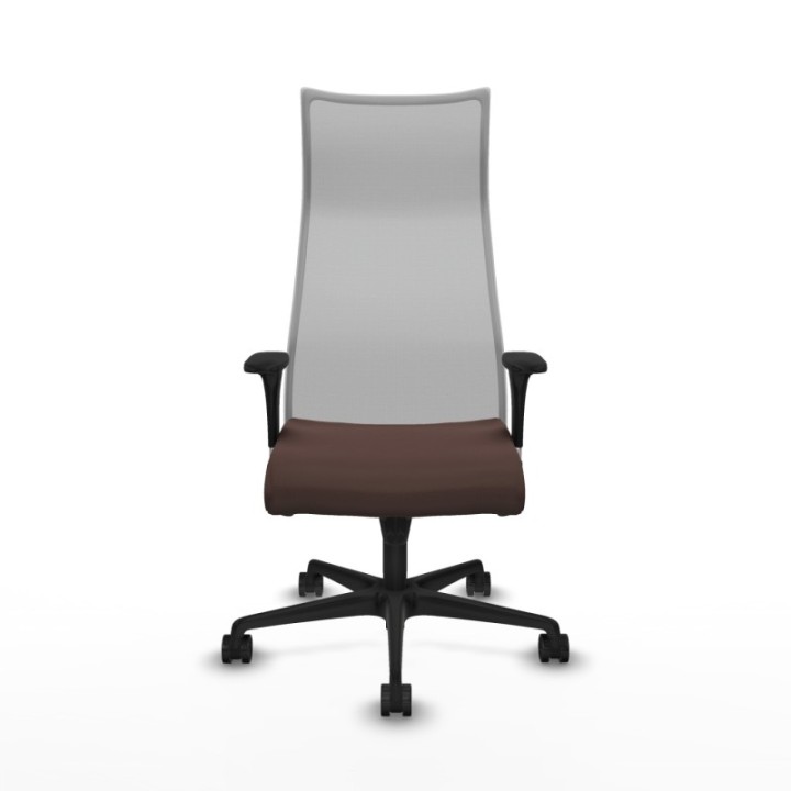 Albacete malla XL sincro malla gris similpiel marrón oscuro brazos 1D base nailon ruedas 65mm nailon