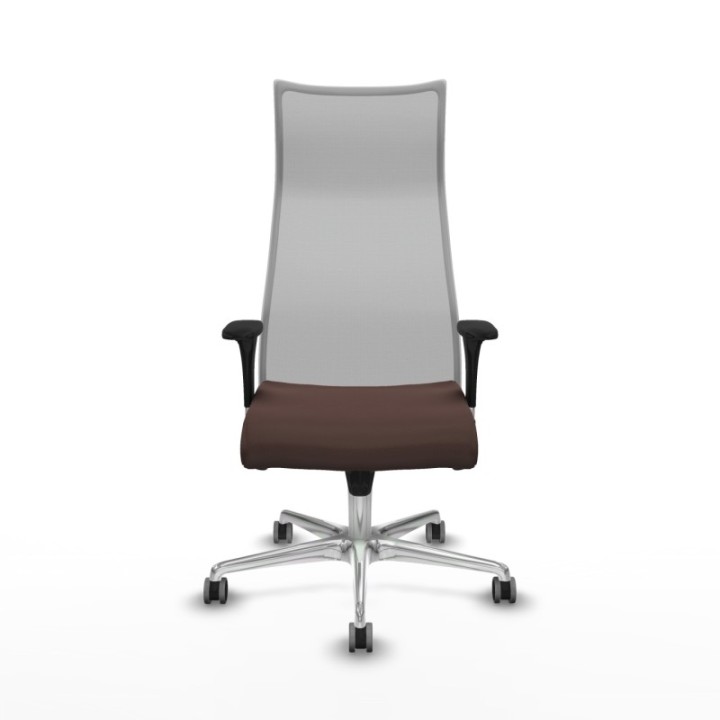 Albacete malla XL sincro malla gris similpiel marrón oscuro brazos 1D base aluminio ruedas 65mm engomadas