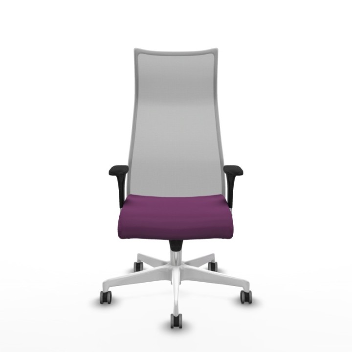 Albacete malla XL sincro malla gris similpiel morado brazos 1D base blanca ruedas 65mm engomadas