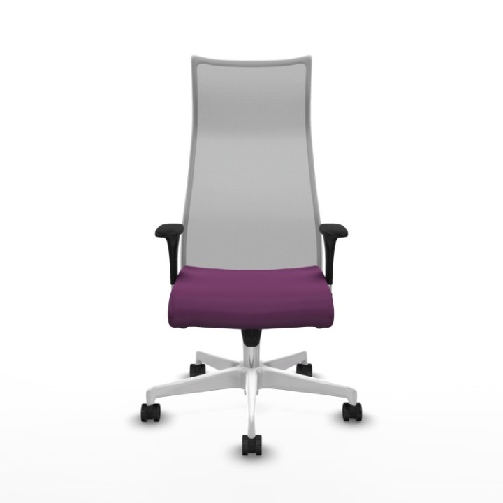 Albacete malla XL sincro malla gris similpiel morado brazos 1D base blanca ruedas 65mm nailon