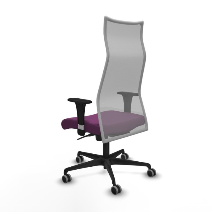 Albacete malla XL sincro malla gris similpiel morado brazos 1D base nailon ruedas 65mm engomadas