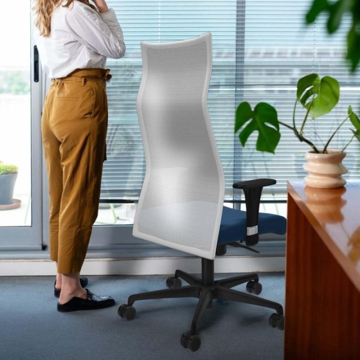 Albacete malla XL sincro malla gris similpiel negro brazos 1D base nailon ruedas 65mm nailon