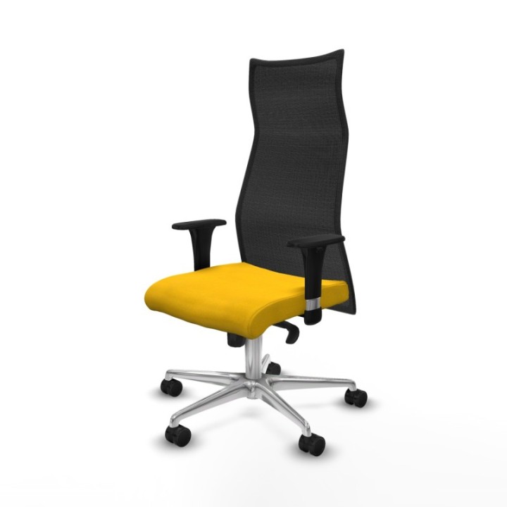 Albacete malla XL sincro malla negra bali amarillo brazos 1D base aluminio ruedas 65mm nailon