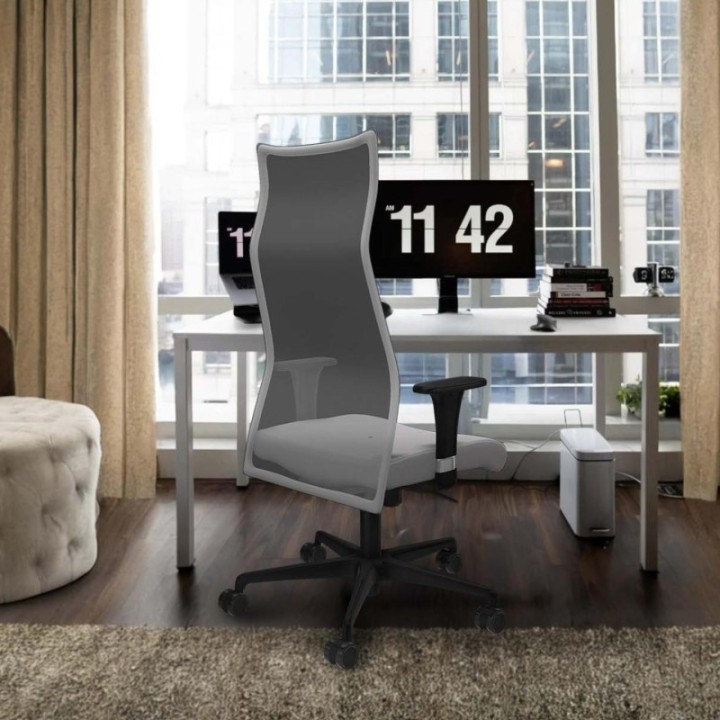 Albacete malla XL sincro malla negra bali gris claro brazos 1D base nailon ruedas 65mm nailon