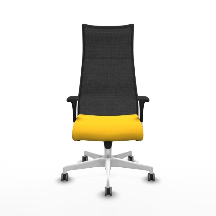 Albacete malla XL sincro malla negra similpiel amarillo brazos 1D base blanca ruedas 65mm engomadas