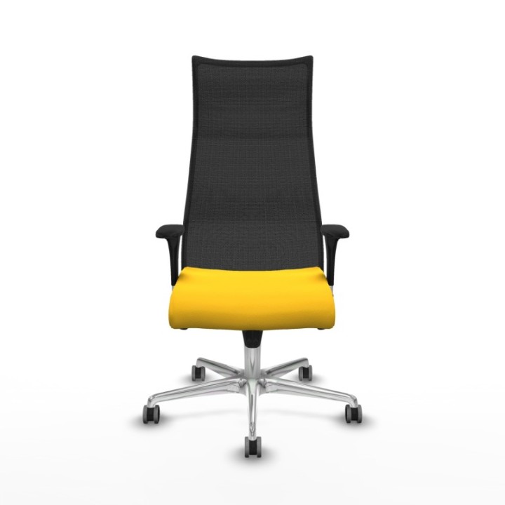 Albacete malla XL sincro malla negra similpiel amarillo brazos 1D base aluminio ruedas 65mm engomadas