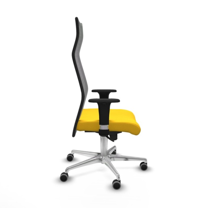 Albacete malla XL sincro malla negra similpiel amarillo brazos 1D base aluminio ruedas 65mm engomadas