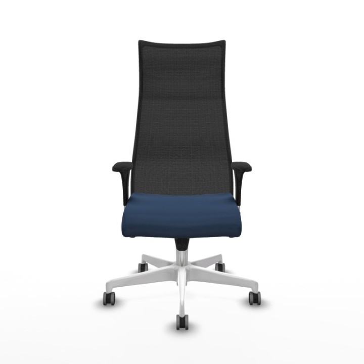 Albacete malla XL sincro malla negra similpiel azul marino brazos 1D base blanca ruedas 65mm engomadas