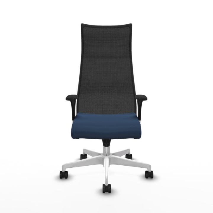 Albacete malla XL sincro malla negra similpiel azul marino brazos 1D base blanca ruedas 65mm nailon