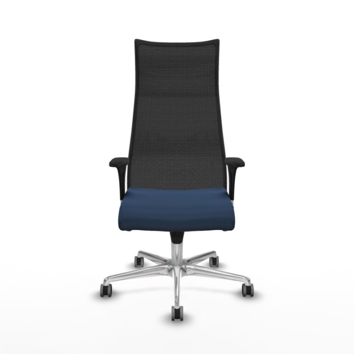 Albacete malla XL sincro malla negra similpiel azul marino brazos 1D base aluminio ruedas 65mm engomadas