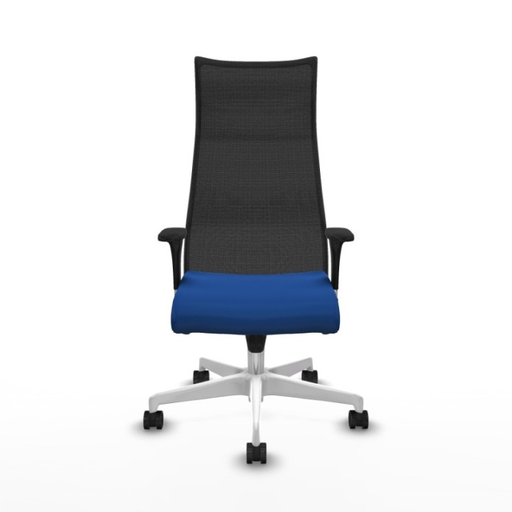 Albacete malla XL sincro malla negra similpiel azul brazos 1D base blanca ruedas 65mm nailon