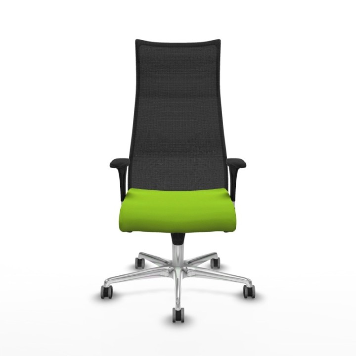 Albacete malla XL sincro malla negra similpiel pistacho brazos 1D base aluminio ruedas 65mm engomadas