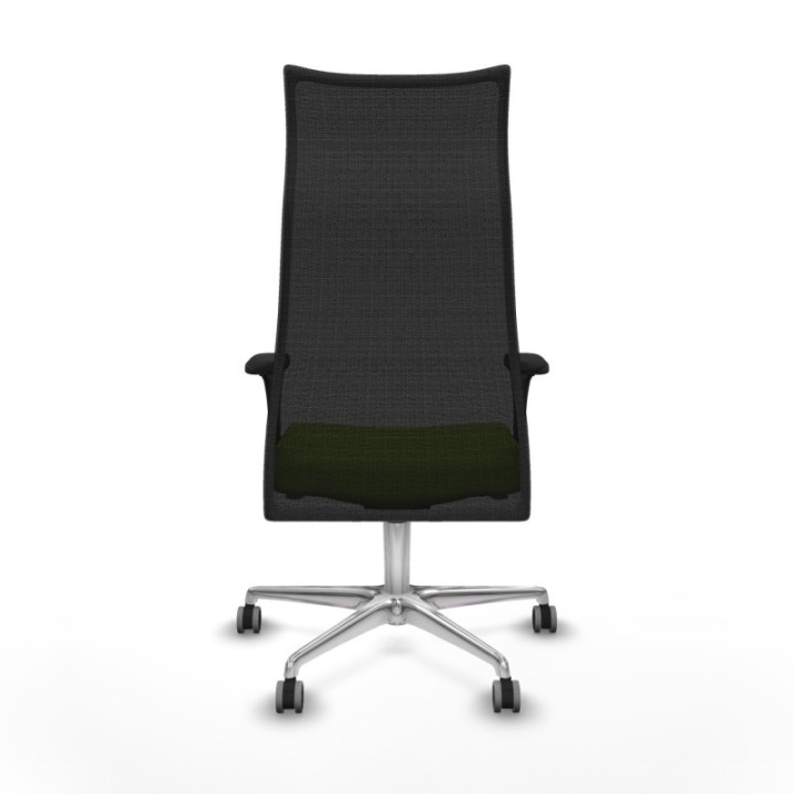 Albacete malla XL sincro malla negra similpiel pistacho brazos 1D base aluminio ruedas 65mm engomadas