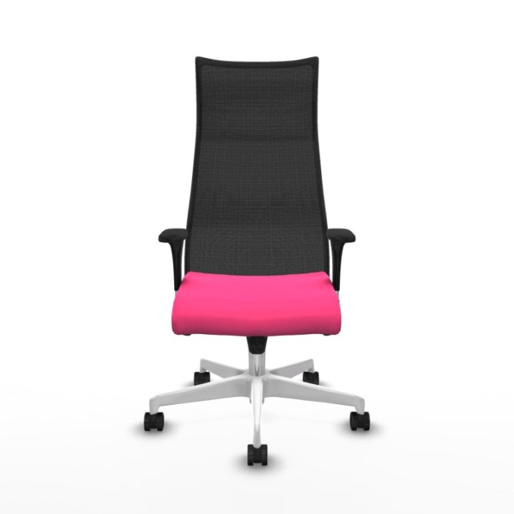 Albacete malla XL sincro malla negra similpiel rosa brazos 1D base blanca ruedas 65mm nailon