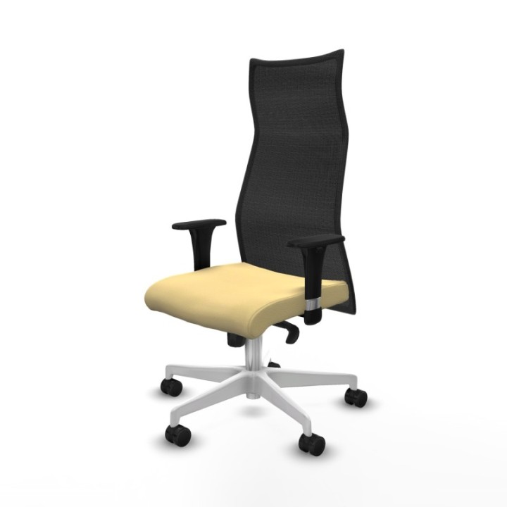 Albacete malla XL sincro malla negra similpiel crema brazos 1D base blanca ruedas 65mm nailon