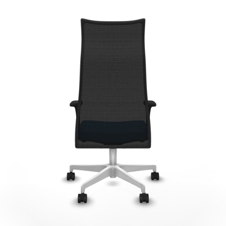 Albacete malla XL sincro malla negra similpiel azul claro brazos 1D base blanca ruedas 65mm nailon