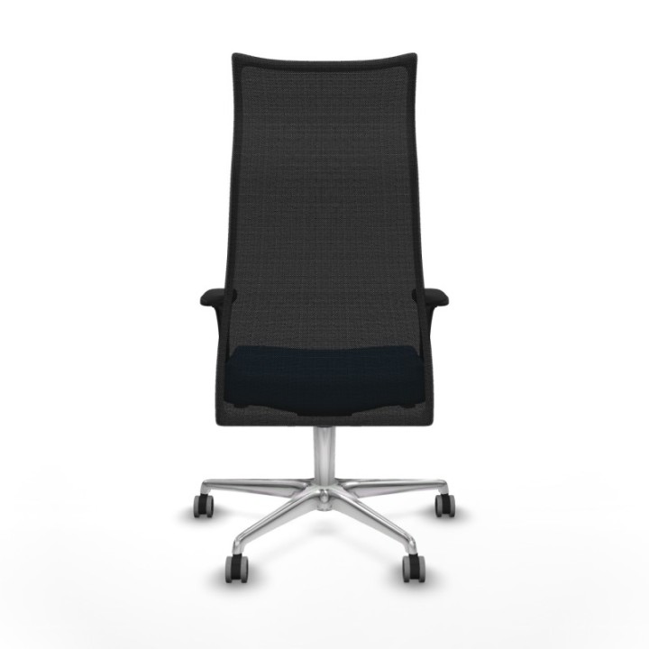 Albacete malla XL sincro malla negra similpiel azul claro brazos 1D base aluminio ruedas 65mm engomadas