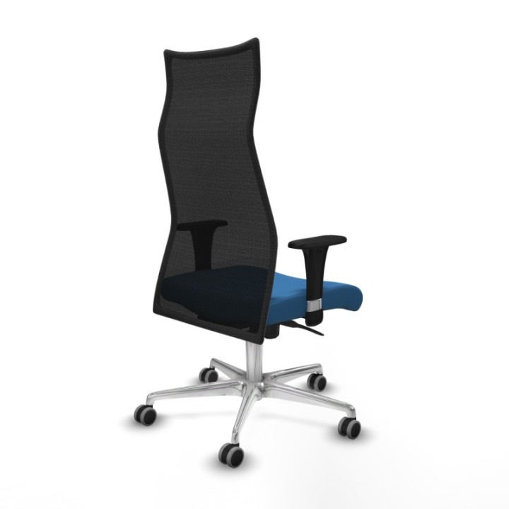 Albacete malla XL sincro malla negra similpiel azul claro brazos 1D base aluminio ruedas 65mm engomadas