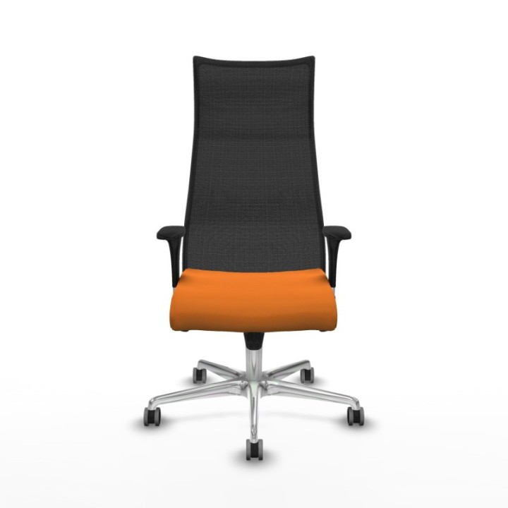 Albacete malla XL sincro malla negra similpiel naranja brazos 1D base aluminio ruedas 65mm engomadas